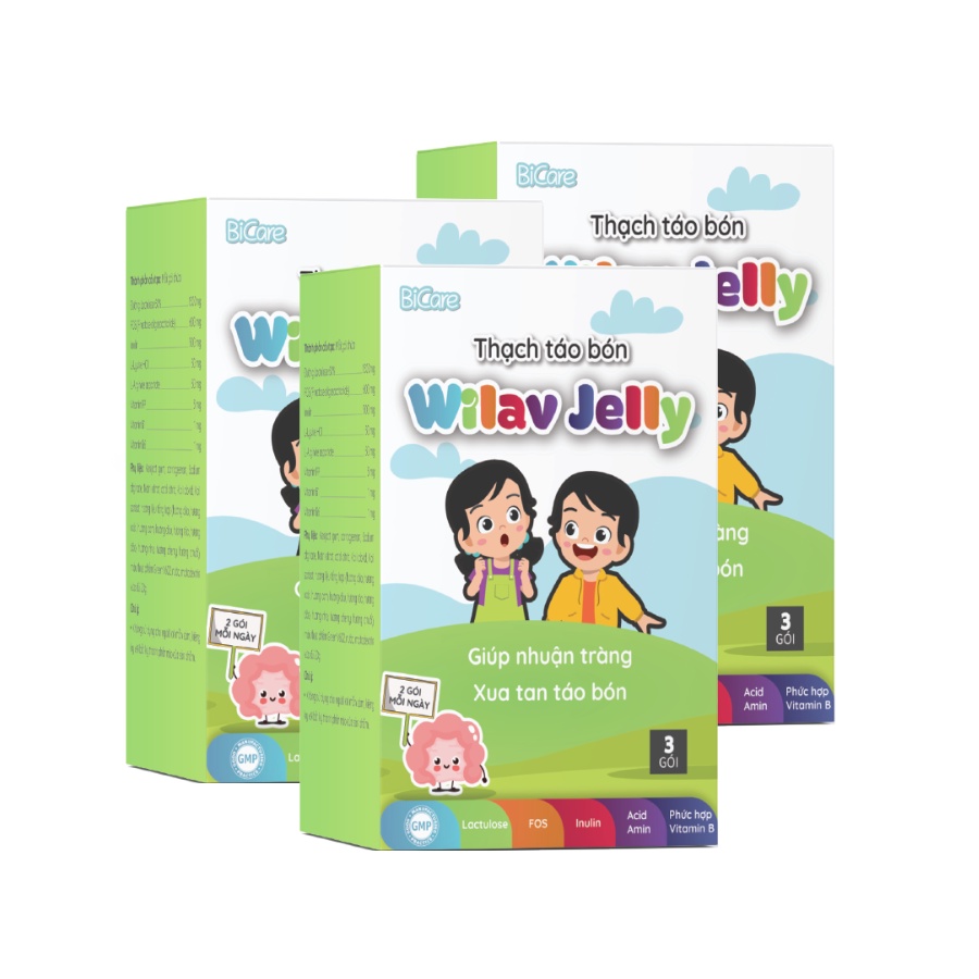 3 Hộp Thạch Táo Bón Wilav Jelly BiCare (Hộp 3 gói)