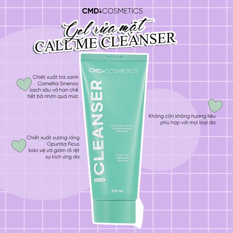 Sữa Rửa Mặt Call Me Cleanser giảm mụn, hạn chế dầu nhờn - CMD Cosmetics - Call Me Duy