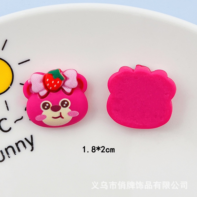 Charm gấu dâu cute | Charm cứng trang trí điện thoại kep tóc DIY slime