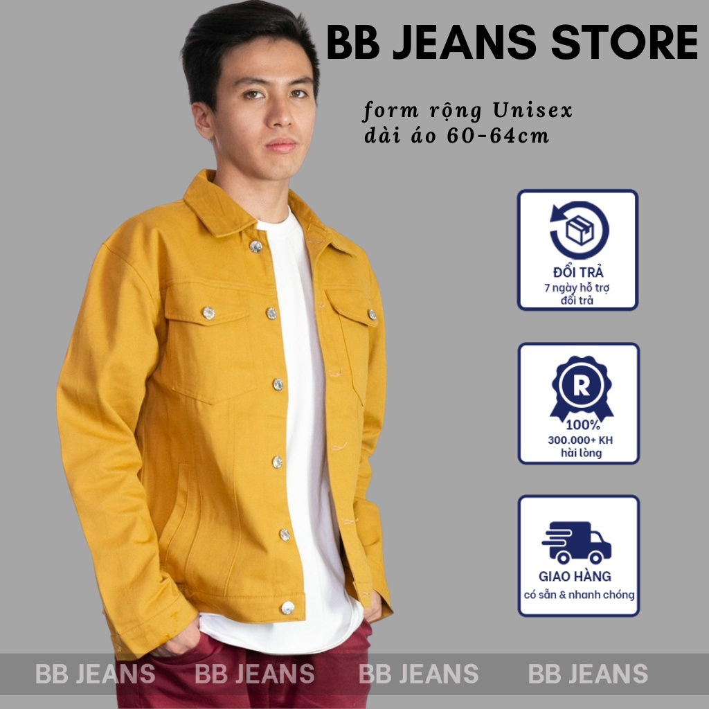 Áo khoác kaki nam màu vàng FORM RỘNG UNISEX BB JEANS - hàng cao cấp form đẹp size 40-72kg