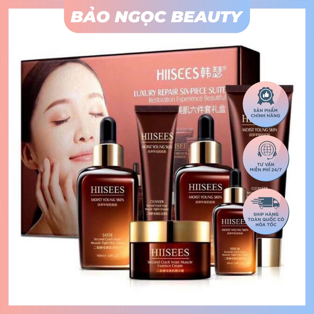 Bộ Mỹ Phẩm Dưỡng Da 6 Món Hiisees Mờ Nám Tàn Nhang Trẻ Hóa Nâng Cơ Mặt Nội Địa Trung
