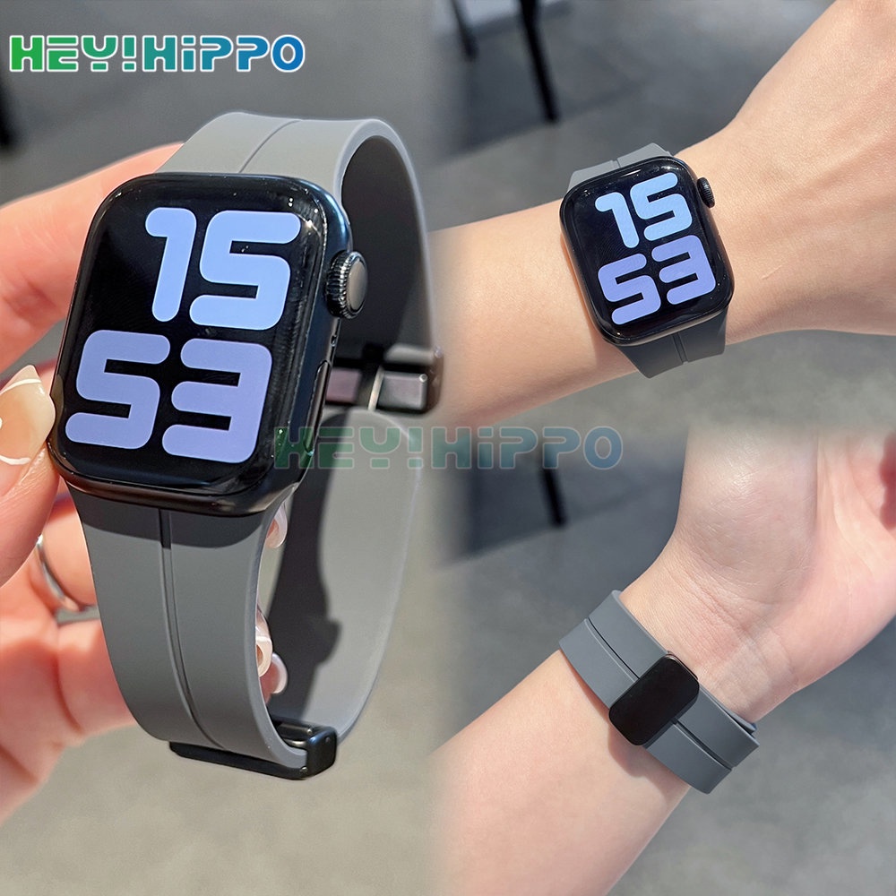 Dây Đeo silicone Khóa Nam Châm Cho iwatch ultra 49mm 8 7 se 6 5 4 3 45mm 41mm 40mm 44mm 42mm 38mm