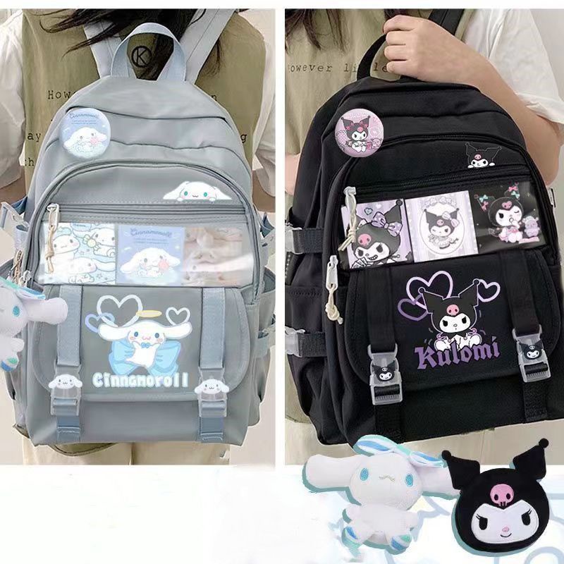 Ba Lô Đi Học Sức Chứa Lớn Mẫu Mới 2023 Kawaii Sanrioed Kuromi My Melody Cinnamoroll Dễ Thương Có Búp Bê