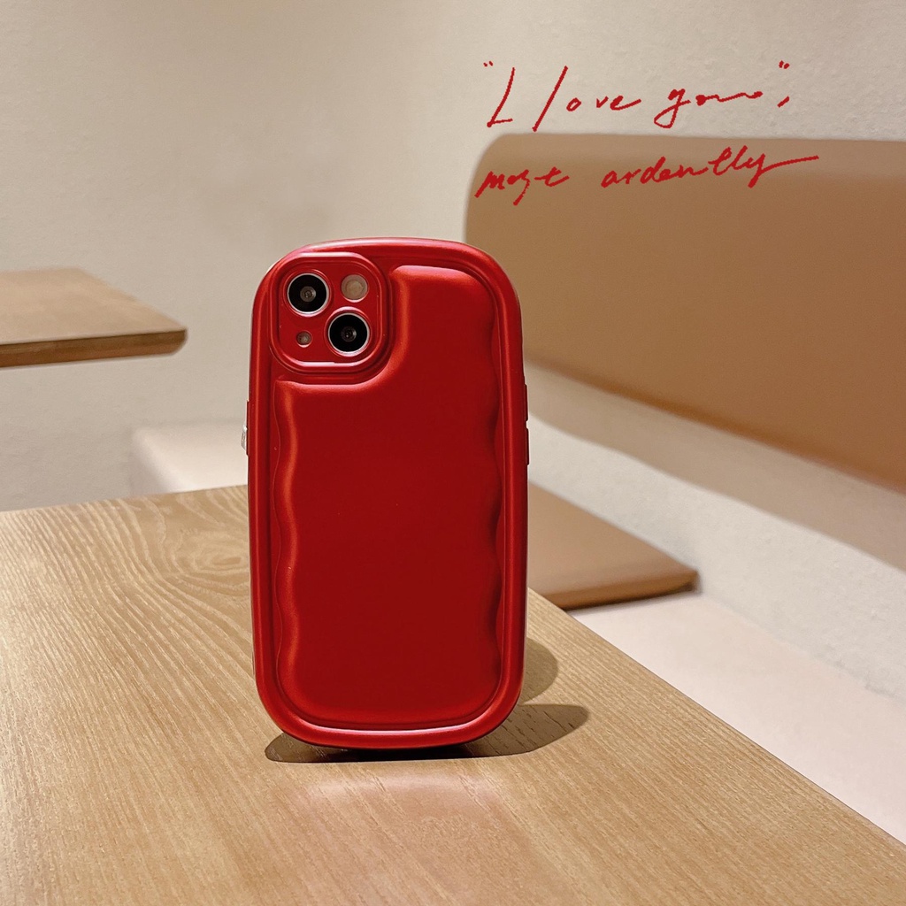 Ốp Điện Thoại Silicon TPU Mềm Màu Đỏ Trơn Bảo Vệ Ống Kính Máy Ảnh Cho iPhone 14 13 12 11 Pro Max14 Plus Xs XR