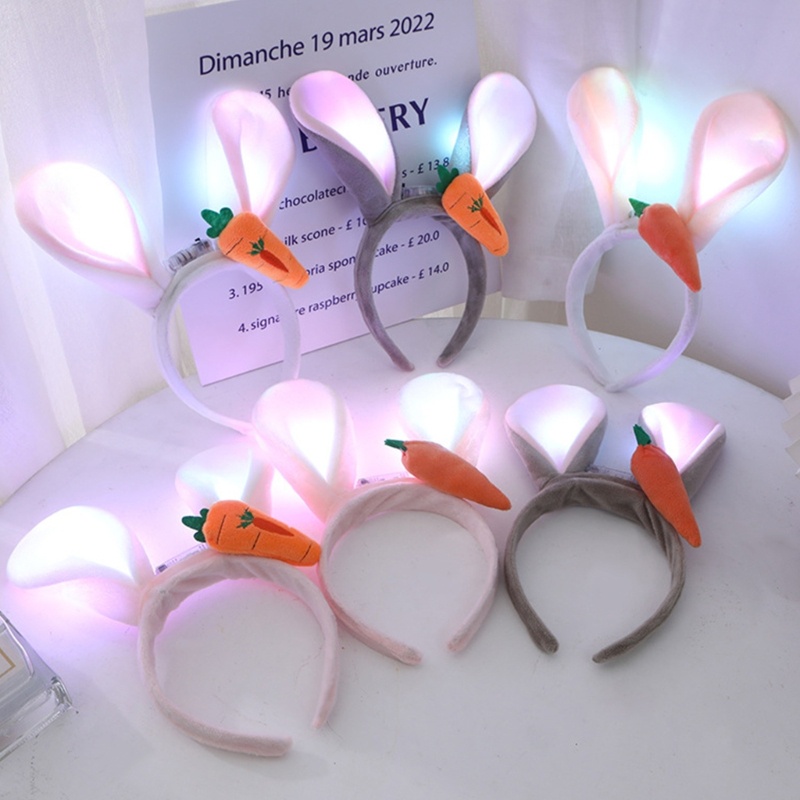 Flgo Băng Đô Tai Thỏ Có Đèn LED Dễ Thương Cho Nữ