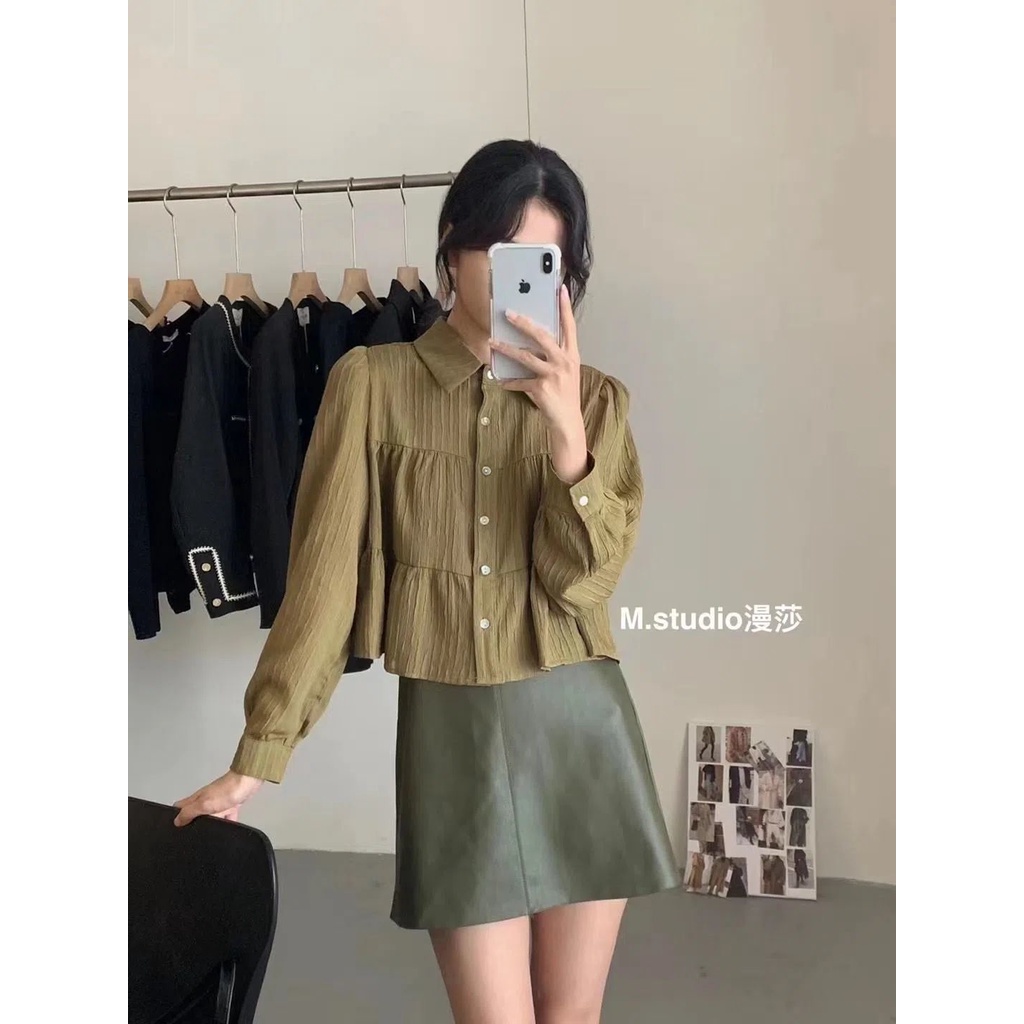 Áo Sơ Mi Nữ Tay Dài Cổ Búp Bê Đơn Giản Phong Cách Hàn Quốc Thời Trang Mới