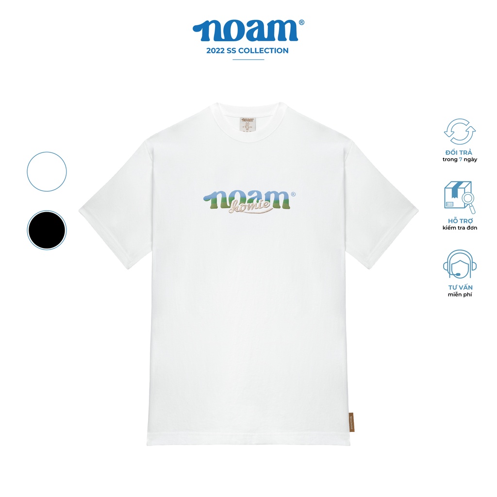 Áo thun Noam Namie màu trắng 100% Cotton họa tiết in chìm và thêu nổi - AT004.1