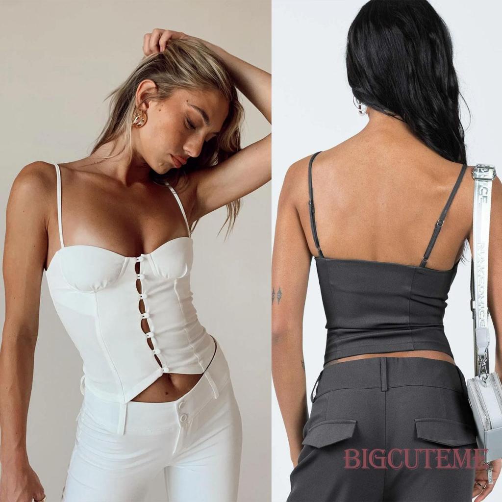 Áo Lửng Hai Dây Hở Lưng Phong Cách Vintage Gợi Cảm Cho Nữ