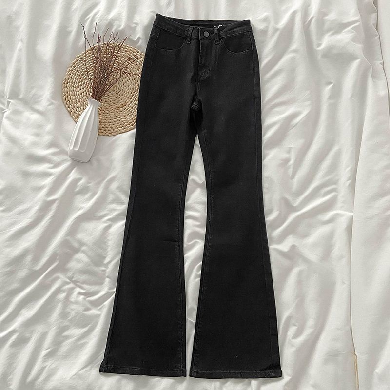 Quần Jean Ống Loe Màu Xanh Đậm Thời Trang Cho Nữ