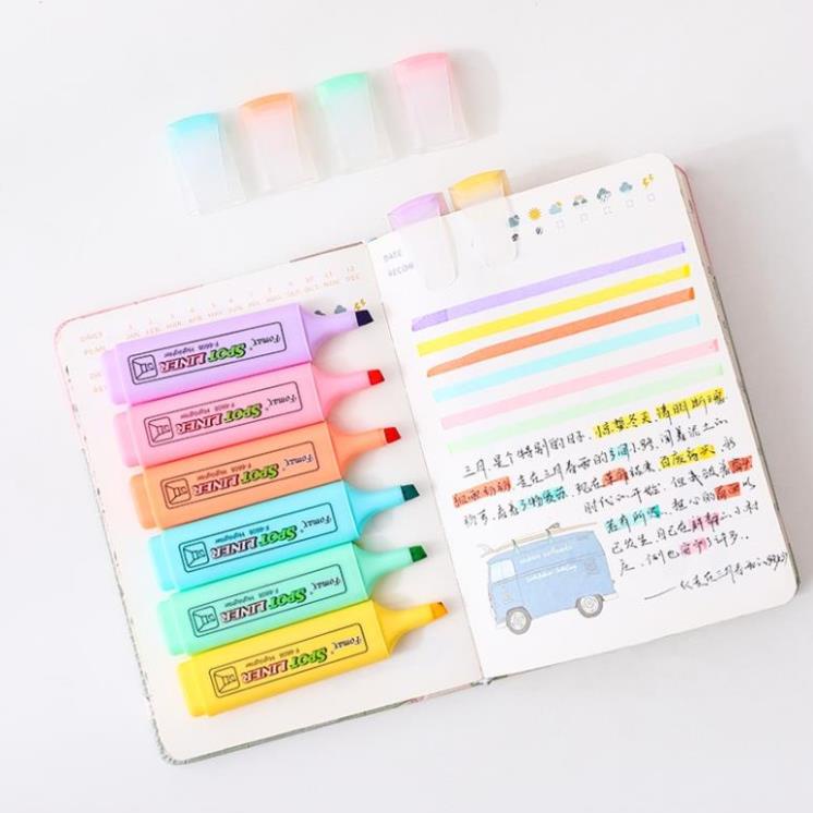 Bút highlight pastel - bút dạ quang cao cấp - bút đánh dấu dòng học sinh - HIKOMA STORE