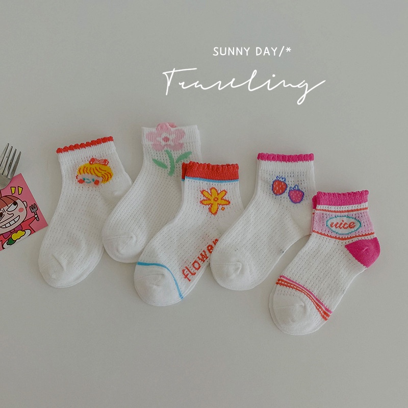 【Set 5 đôi tất】Vớ Lưới Mỏng Màu Sắc Thời Trang Mùa Hè Cho Bé Trai