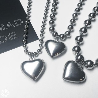 Dây bi kết hợp mặt tim thép - không đen không gỉ /Dây Ballchain x Heart / 5li-8li-10li / C0029+