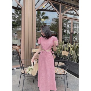 Đầm maxy tay phồng khoét eo xinh xắn