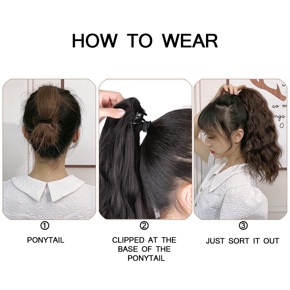 Tóc Giả Đuôi Ngựa 45cm Xoăn Màu Đen / Nâu / Xám