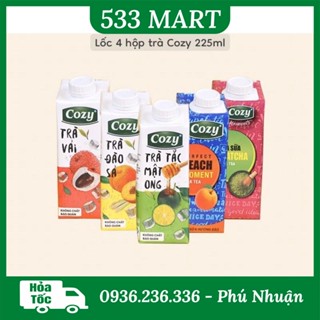 Trà cozy hộp 225ml (trà tắc mật ong, tra đào sả, trà vải)