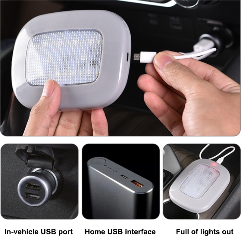 Đèn Led Gắn Trần Xe Hơi Bằng Kim Loại Hít Nam Châm Có Thể Sạc Lại Bằng Cổng USB Nhiều Màu Sắc