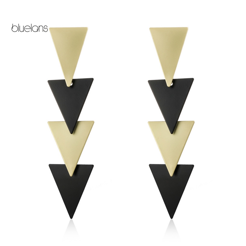 1 Cặp Bông Tai Dáng Dài Hình Tam Giác Chống Phai Màu Thời Trang