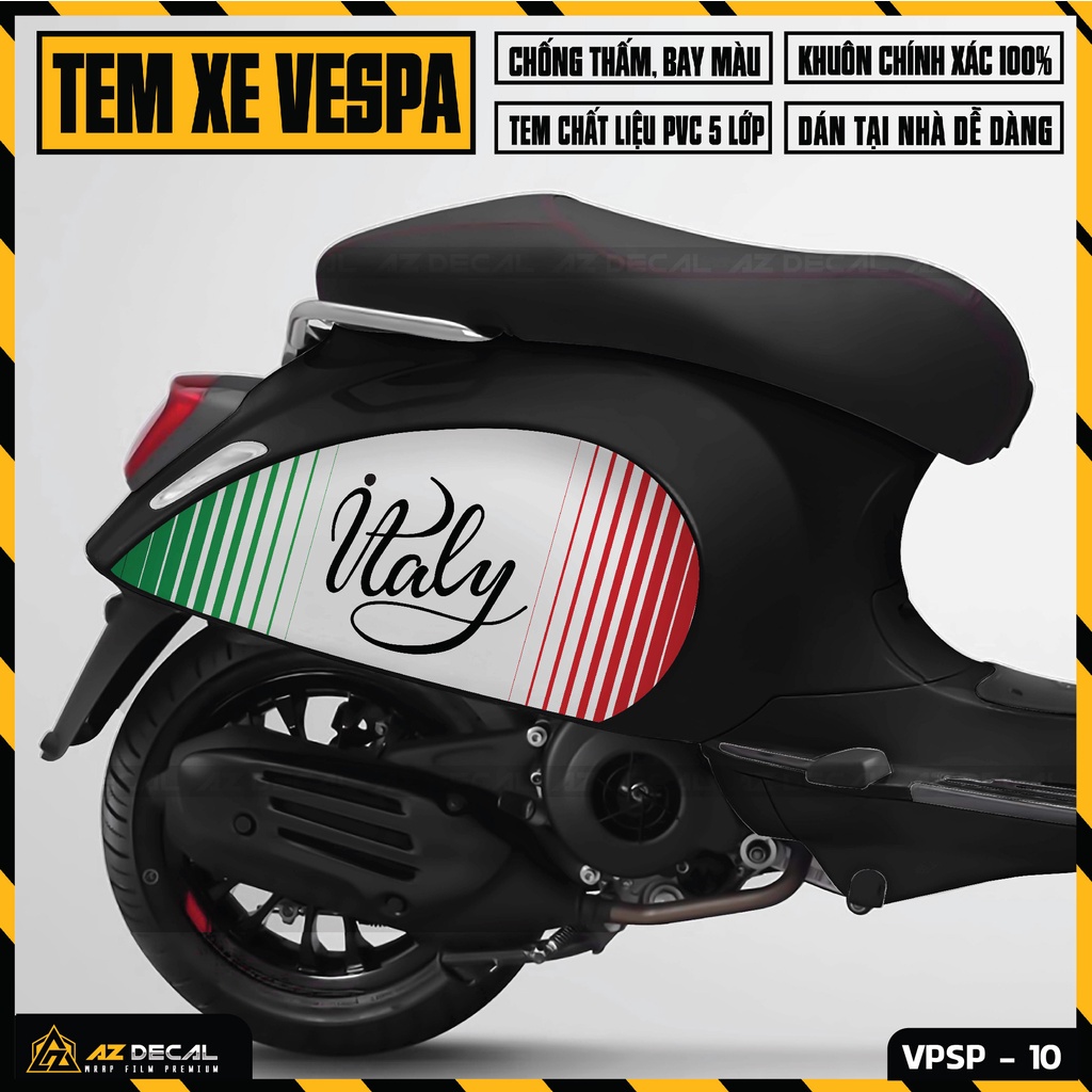 Tem Xe Vespa Sprint/Primavera/GTS Italia | VP10 | Tem Rời Xe Vespa Phù Hợp Cho Xe Trắng, Xám