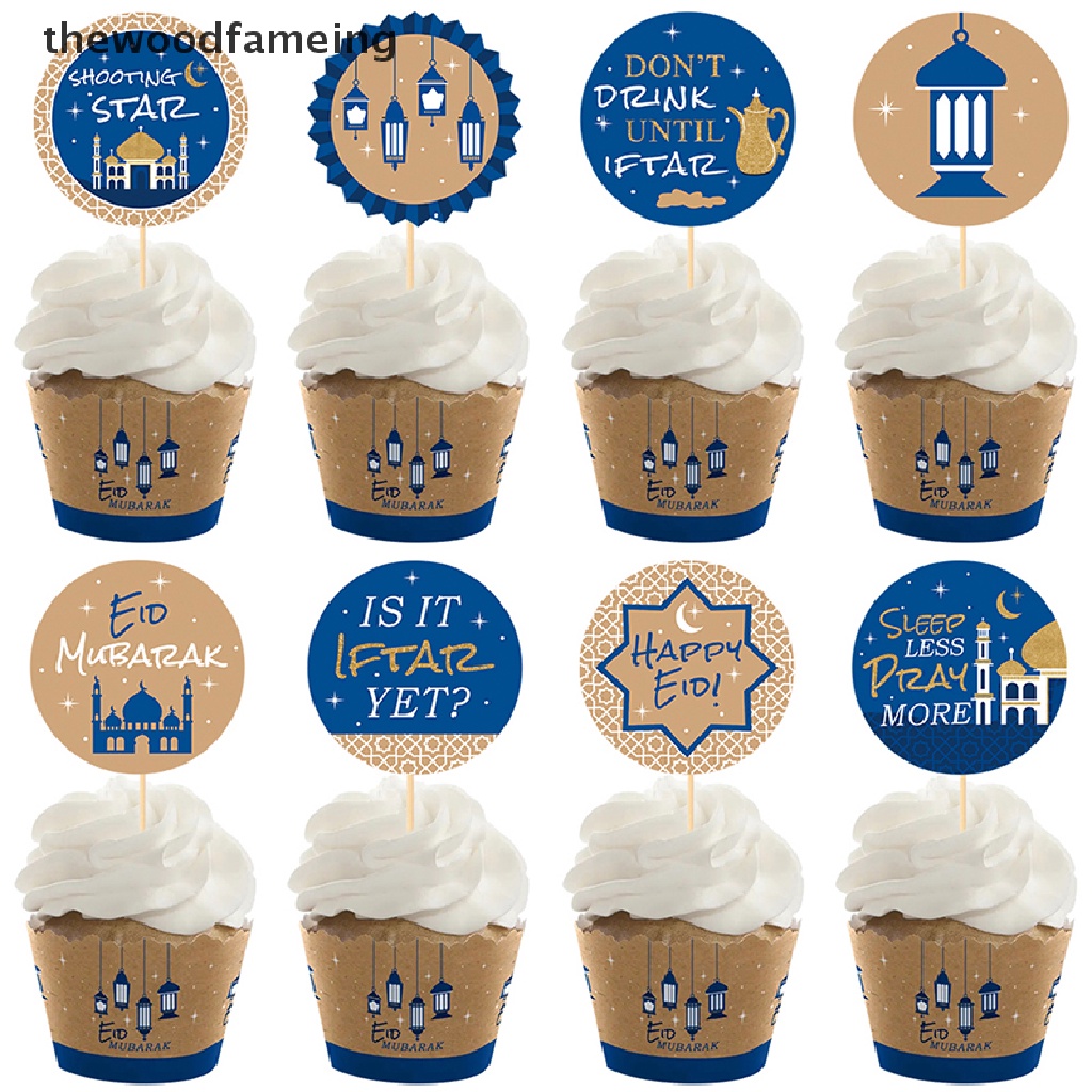 Set 8 Que Cắm Trang Trí Bánh Trung Thu Eid Mubarak Ramadan