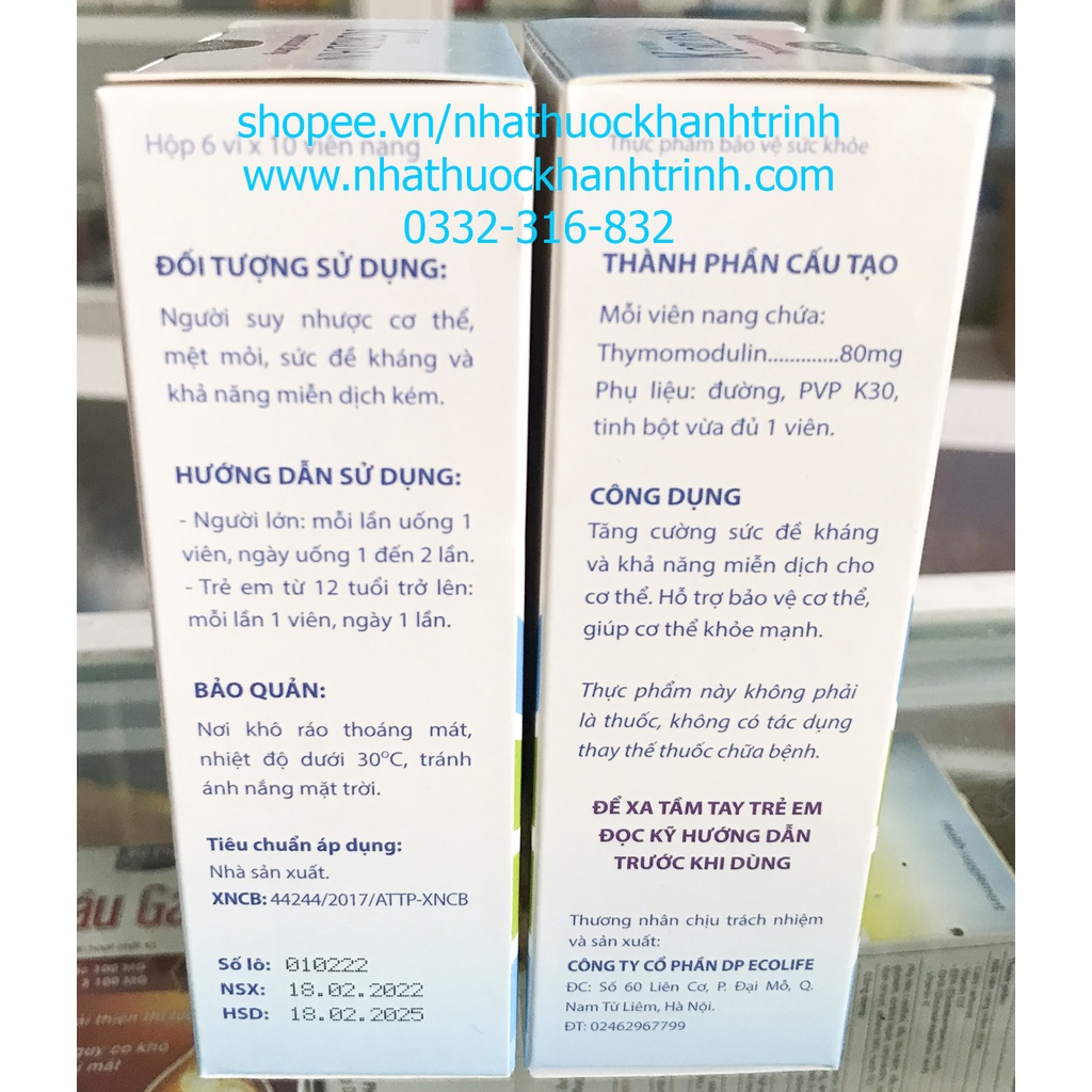 Viên uống tăng đề kháng, tăng miễn dịch KORUDAN Thymomodulin 80mg hộp 60 viên
