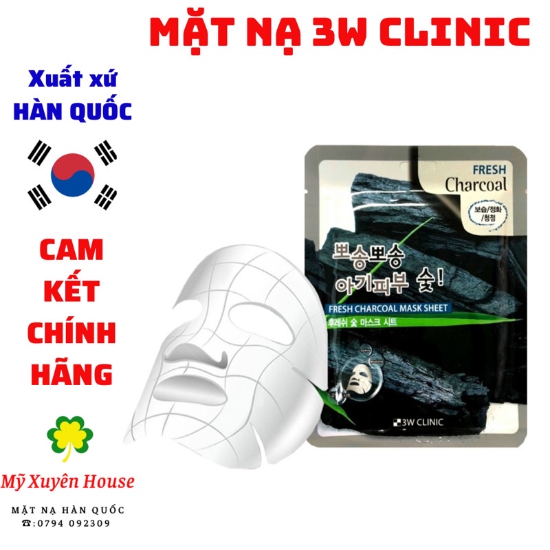 Mặt Nạ Dưỡng Da 3W Clinic Than Hoạt Tính Chính Hãng Hàn Quố