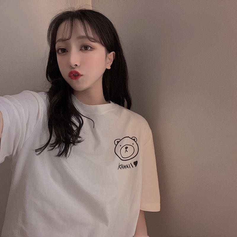 Áo thun NRVP tay ngắn in hình thời trang đường phố Hàn Quốc cho nữ