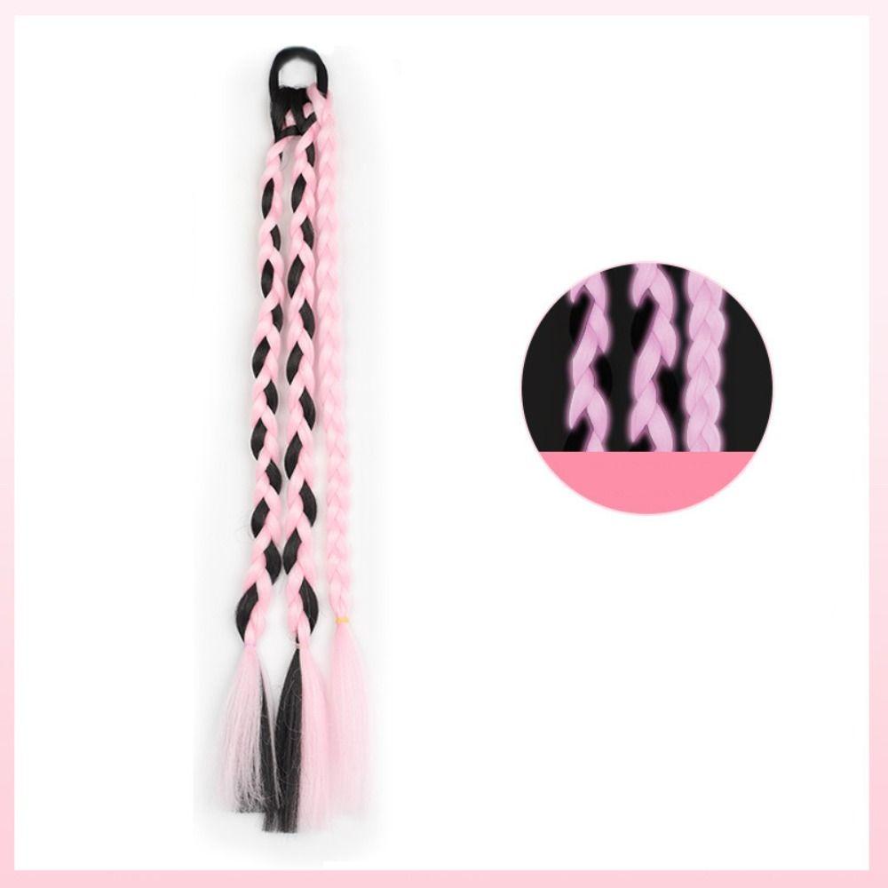 Bím Tóc Giả Bằng Sợi Tổng Hợp Màu Hồng Phát Sáng Dễ Thương Dành Cho Bạn Gái