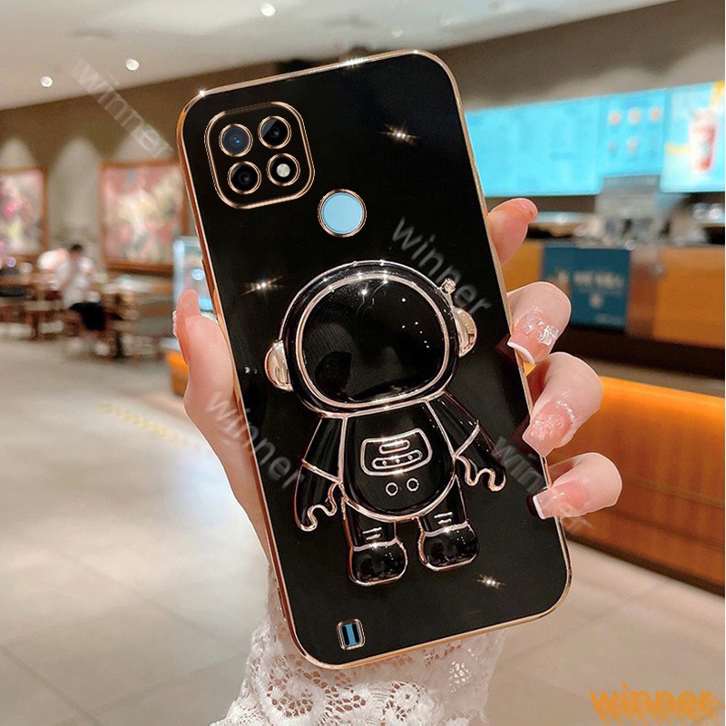 Dấu ngoặc Ốp Lưng Realme C21Y Realme C25Y Realme C21 Ốp Điện Thoại In Hình Phi Hành Gia Có Giá Đỡ Cho 31AYHY