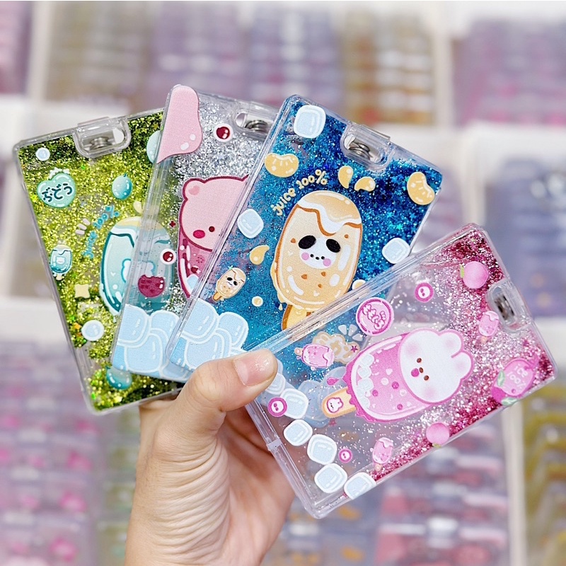 Móc Khoá Bảng Tên Kim Tuyến Nước Chảy Siêu Cute