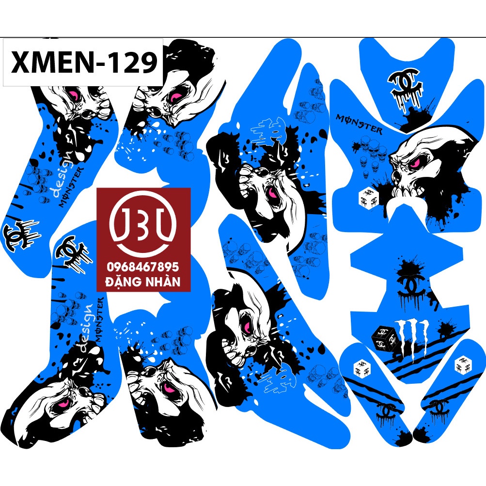 TEM TRÙM XE ĐIỆN XMEN MÃ 129 ĐẦU NÂU XANH