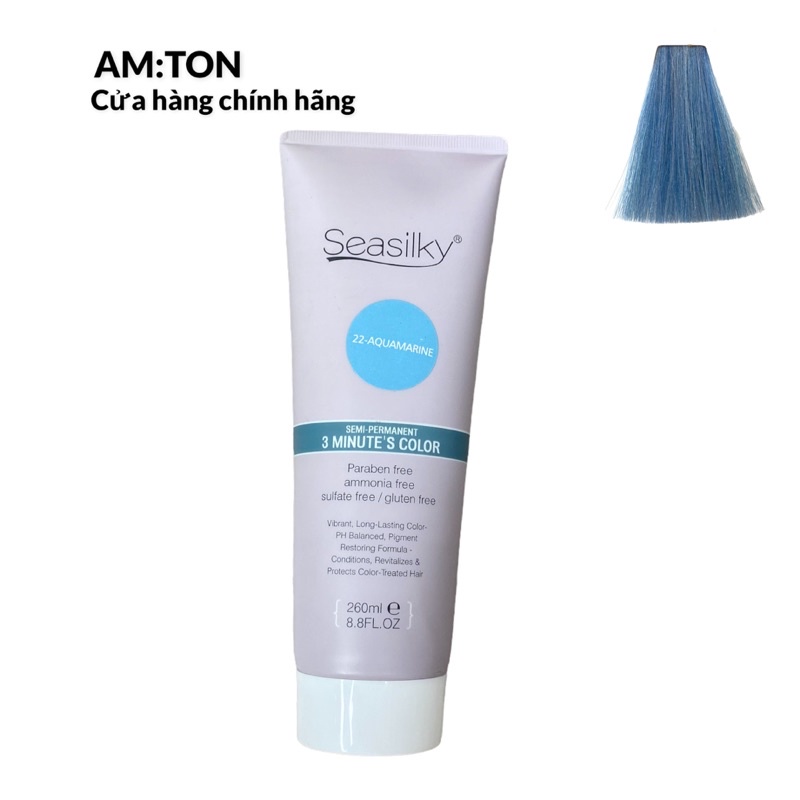 Màu xanh nước AQUAMARINE- Hấp màu dành cho tóc tẩy Seasilky 260ml, giúp tóc mềm mượt