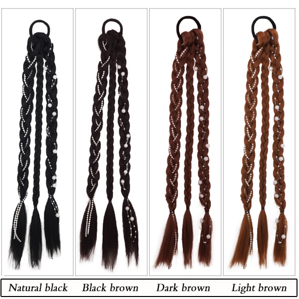 Bím Tóc Giả Bằng Sợi Tổng Hợp Co Giãn Màu Đen / Nâu Dễ Thương Dành Cho Bé YIDEAJP5