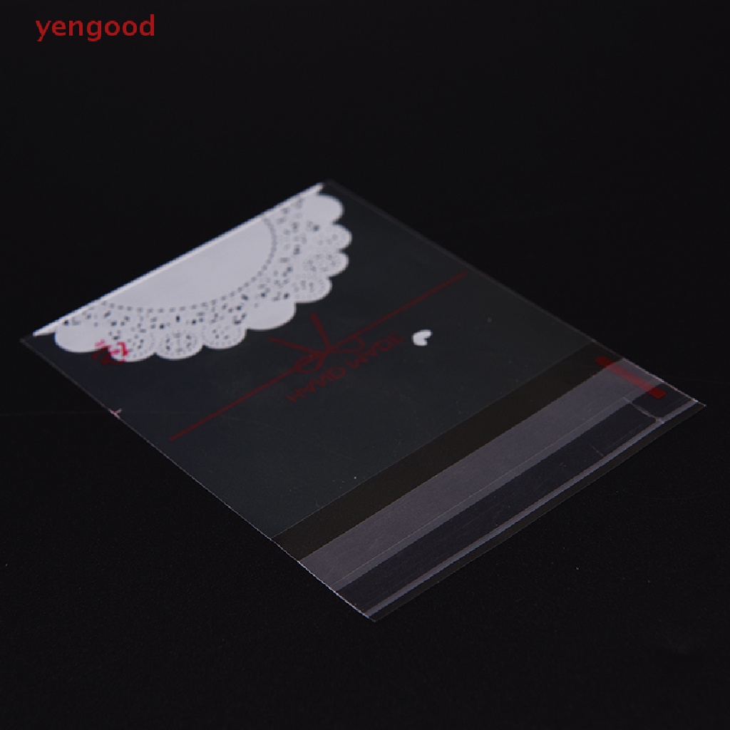 Set 100 Túi Nhựa Đựng Bánh Kẹo Tự Dính In Họa Tiết Ren Nơ Xinh Xắn