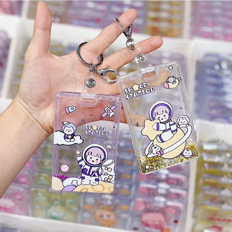 Móc Khoá Bảng Tên Kim Tuyến Nước Chảy Siêu Cute