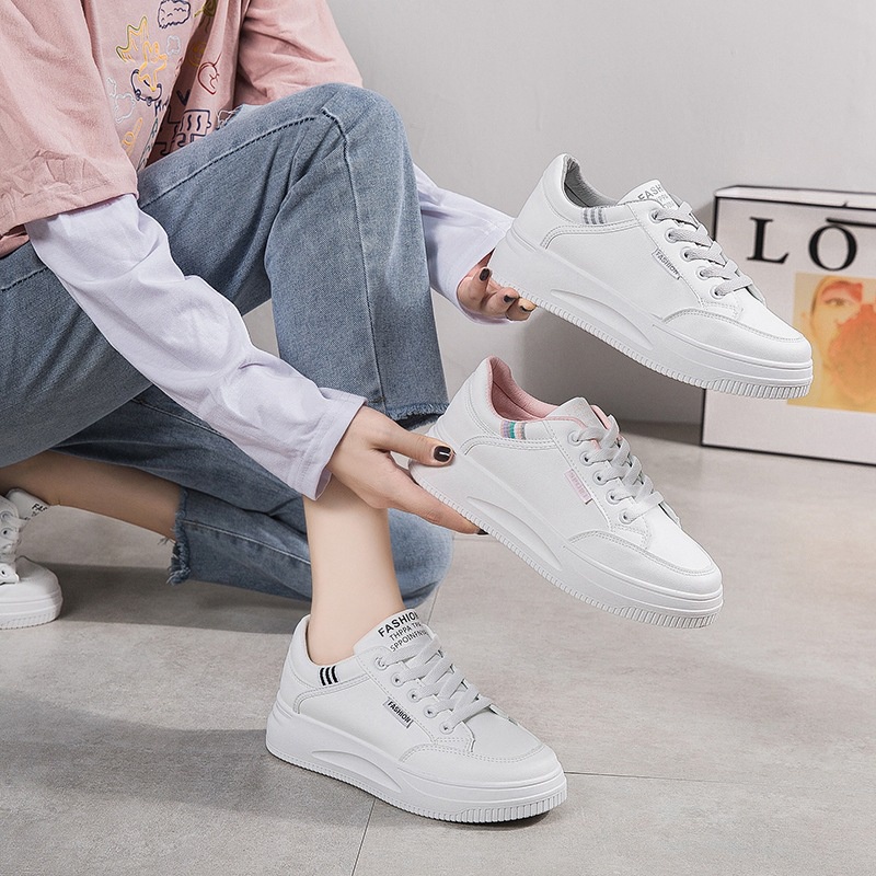 Giày Da Nữ, Giày Sneaker Da Nữ G74 Màu Trắng Đẹp Phong Cách Thời Trang Học Sinh Sinh VIên Đi Học Đi Chơi
