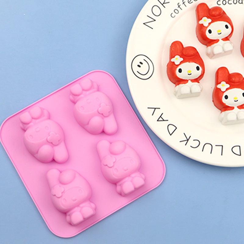 Khuôn Silicone Làm Bánh 4 Ngăn Hình Melody Đáng Yêu