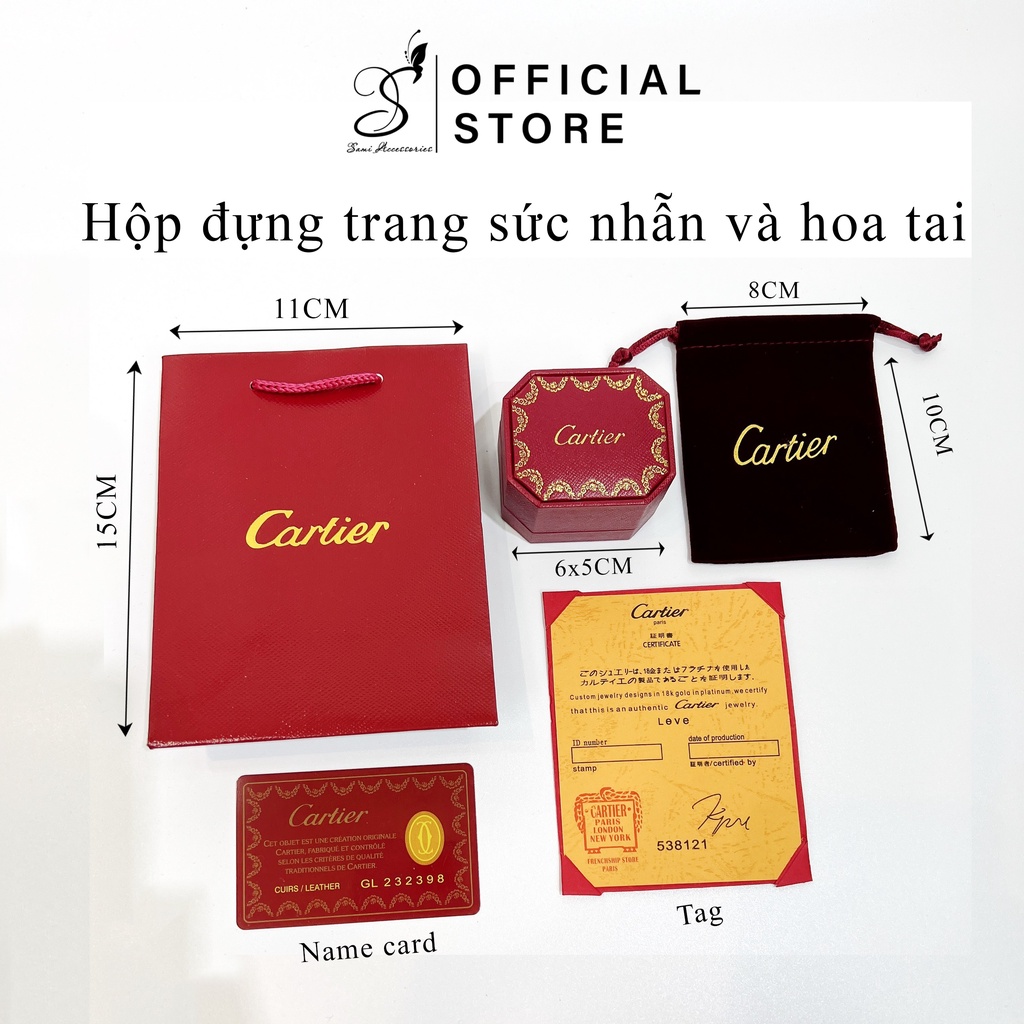 Set hộp đựng nhẫn, hoa tai Sami hộp mang thương hiệu nổi tiếng Cartier dùng để làm quà tặng