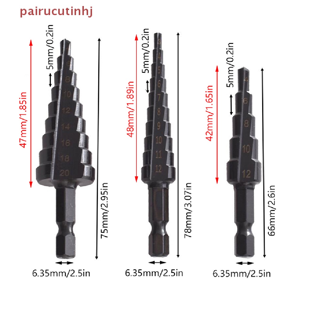 Set 3 Mũi Khoan Lục Giác Thẳng Rãnh Titan
