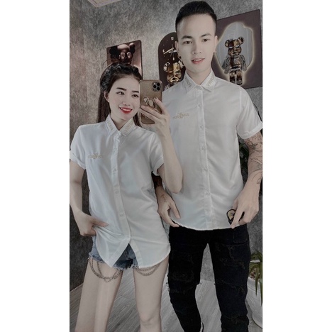 sơ mi lụa TN thêu logo BURBERRY và cổ