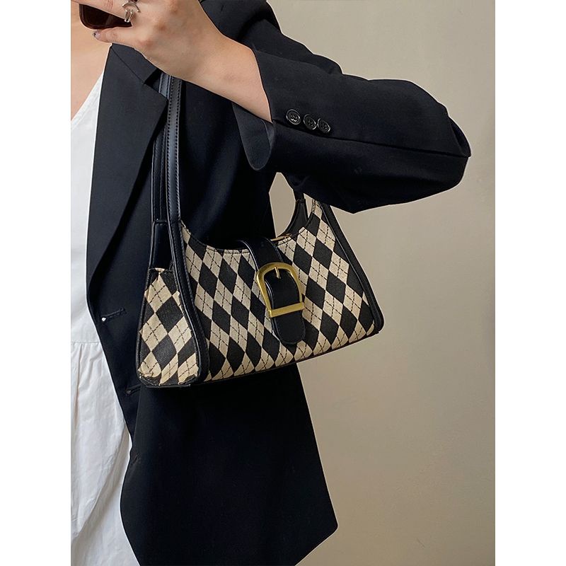 Mischa Túi canvas Đeo Vai Hình Thoi Phong Cách retro Đơn Giản Dễ Phối Đồ Cho Nữ