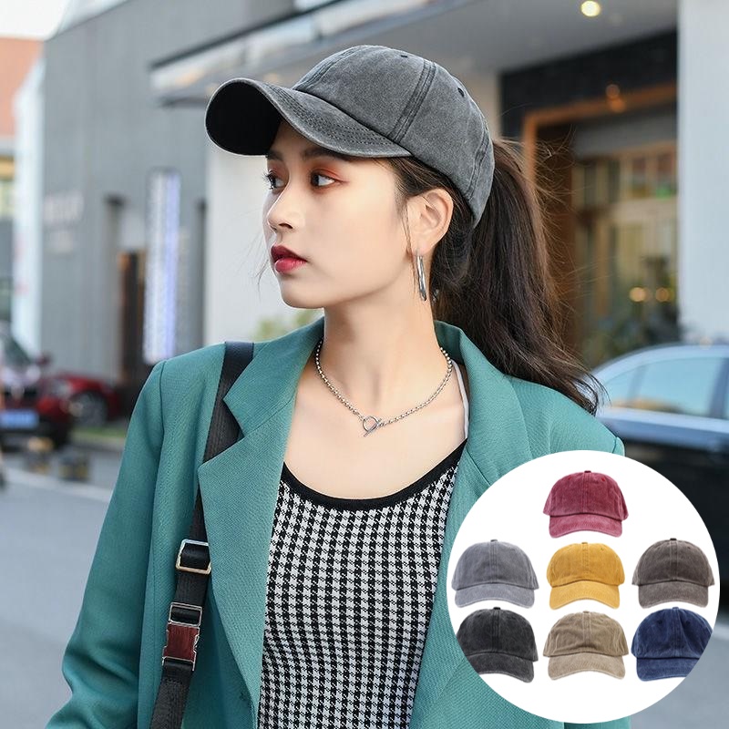 Mũ Lưỡi Trai Denim Cotton Màu Trơn Đơn Giản Thời Trang Cho Nữ