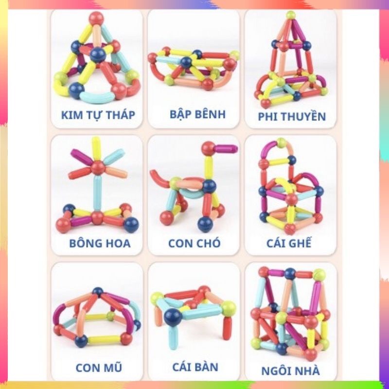 💖SIÊU HOT💖SIÊU RẺ - KÈM HỘP ĐỰNG - Bộ đồ chơi giáo dục xếp hình nam châm giúp trẻ THÔNG MINH - SÁNG TẠO - TƯ DUY tốt hơn