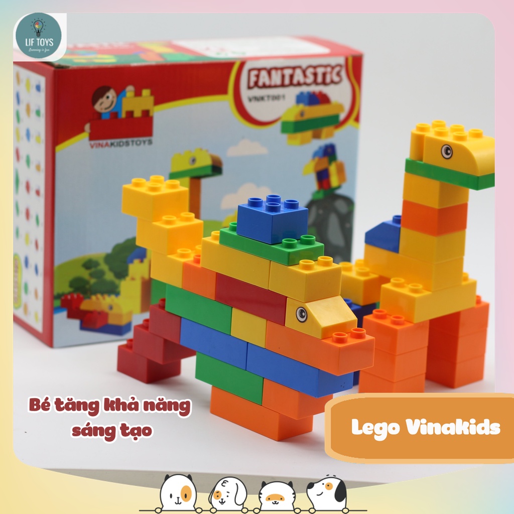 Đồ chơi lego cho bé 2,3,4,5 tuổi chính hãng Vinakids Toys, Đồ chơi xếp hình hàng Việt Nam