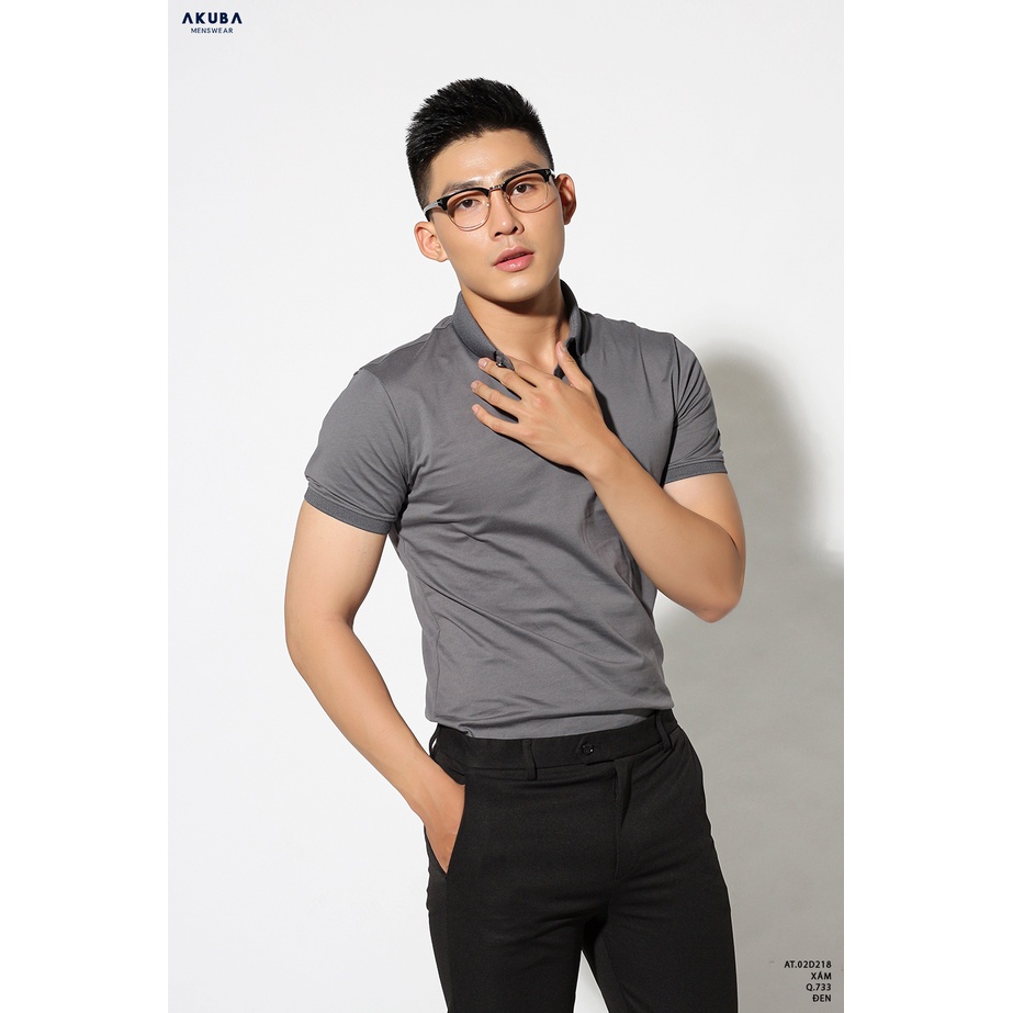 [TRỢ GIÁ] Áo polo nam trơn thanh lịch Akuba form slimfit chất cotton mát mịn co giãn tốt 02D218