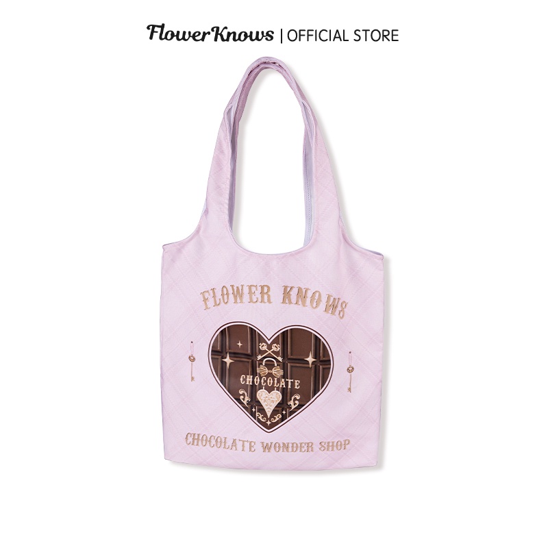 Flower Knows Túi Tote Bằng Vải Canvas Đa Năng Sức Chứa Lớn In Họa Tiết Socola Wonder