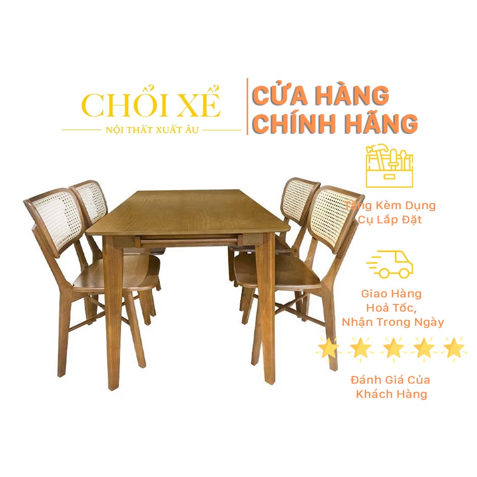 Bộ Bàn Jenson Dining Table 4 Ghế - Chổi Xể