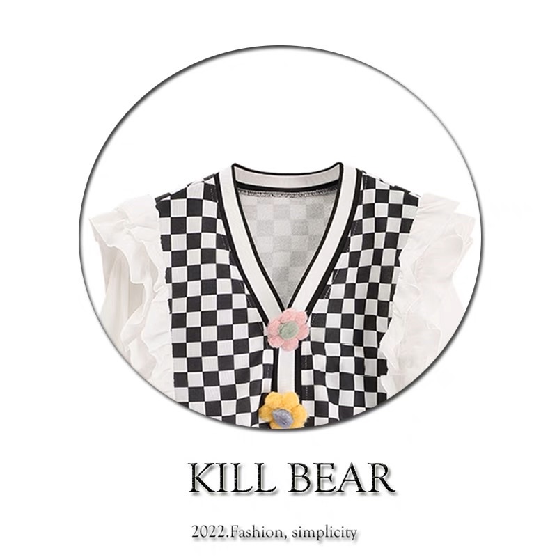 Áo sơ mi in hoạ tiết ô van 2023 KILL BEAR