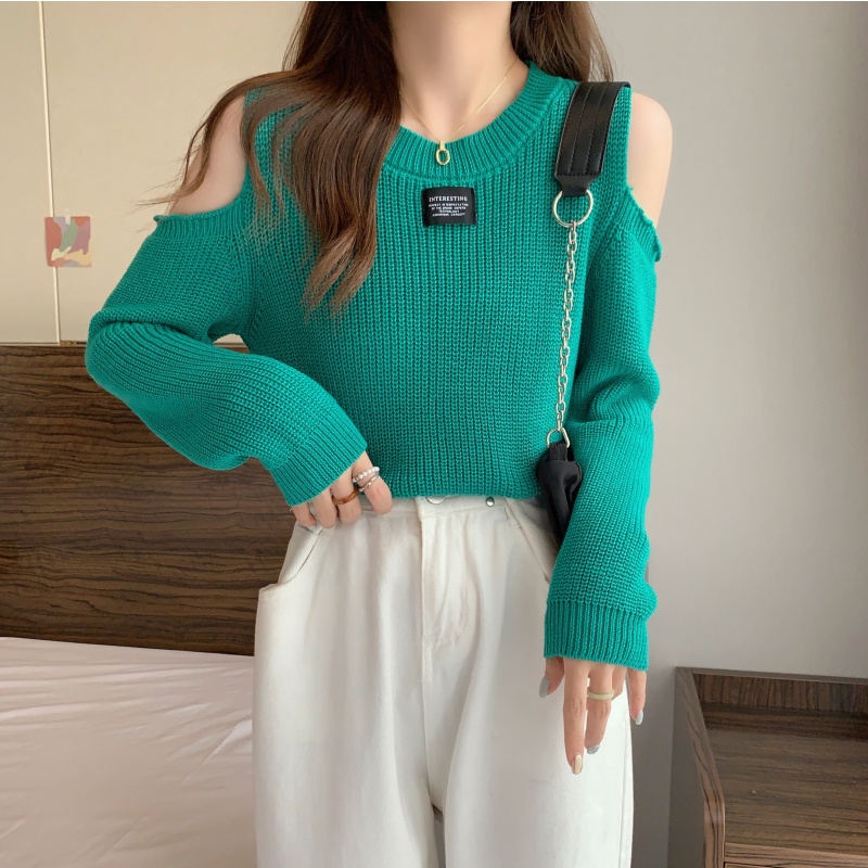 Áo Dệt Kim Cổ Thuyền Rộng Lệch Vai Mới