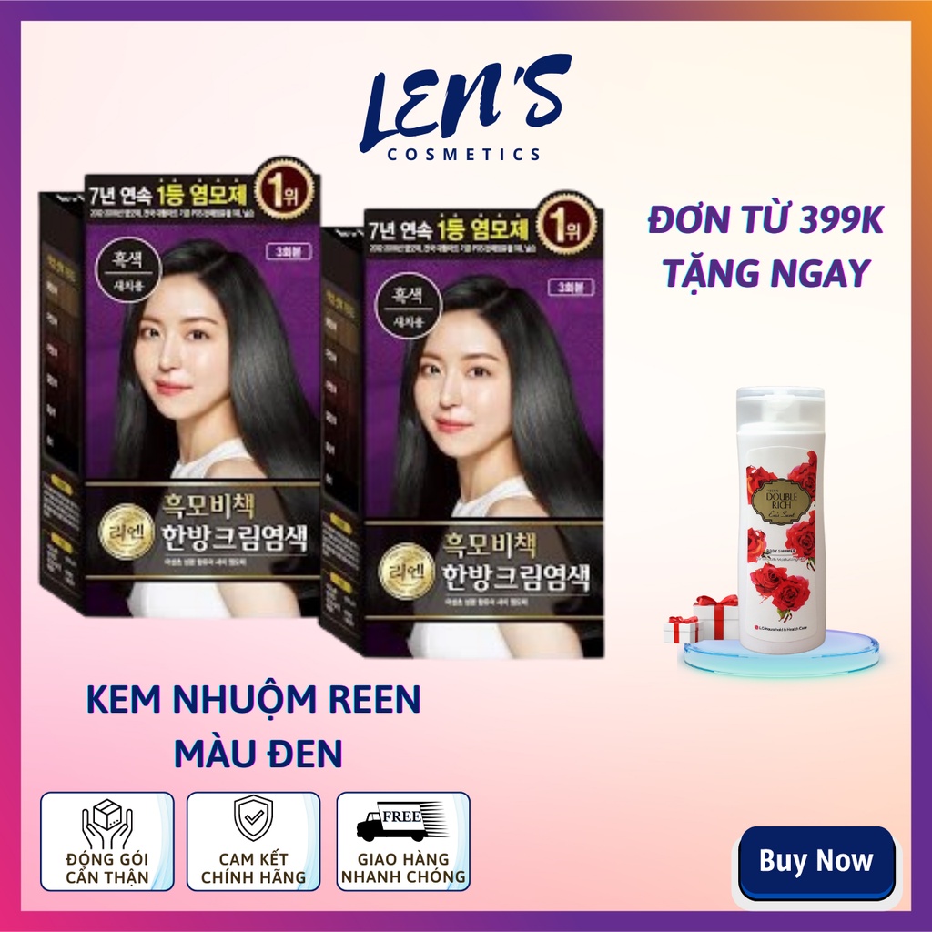 - MÀU ĐEN - Kem nhuộm phủ bạc thảo dược Hàn quốc REEN HEUKMOBICHAEK ORIENTAL CREAM 127G