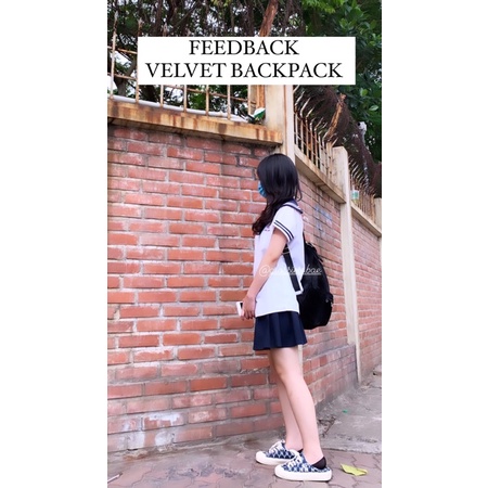 VELVET BACKPACK - BALO NHUNG ĐEN
